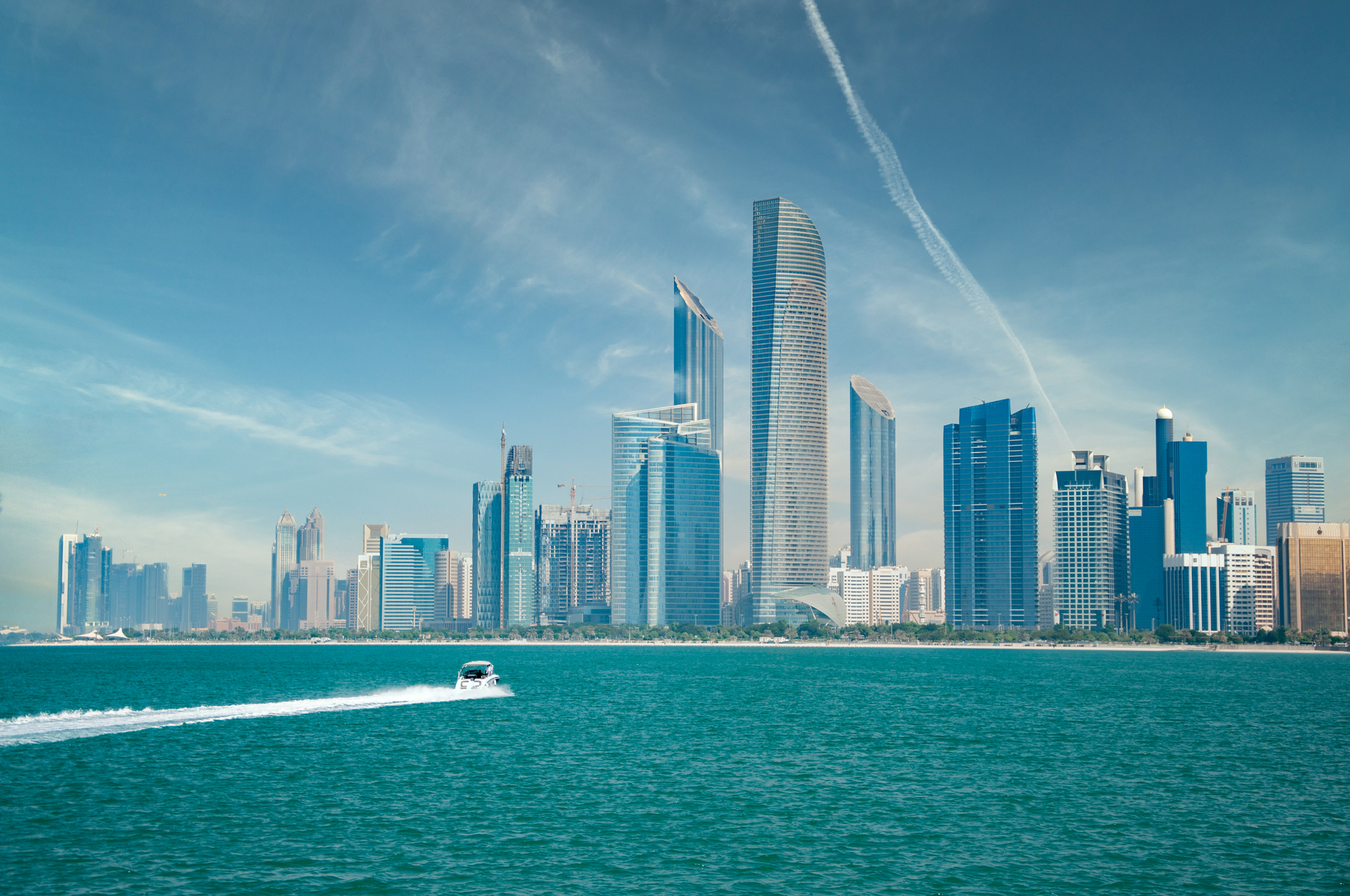 Abu Dhabi, United Arab Emirates skyscrapers and a city skyline